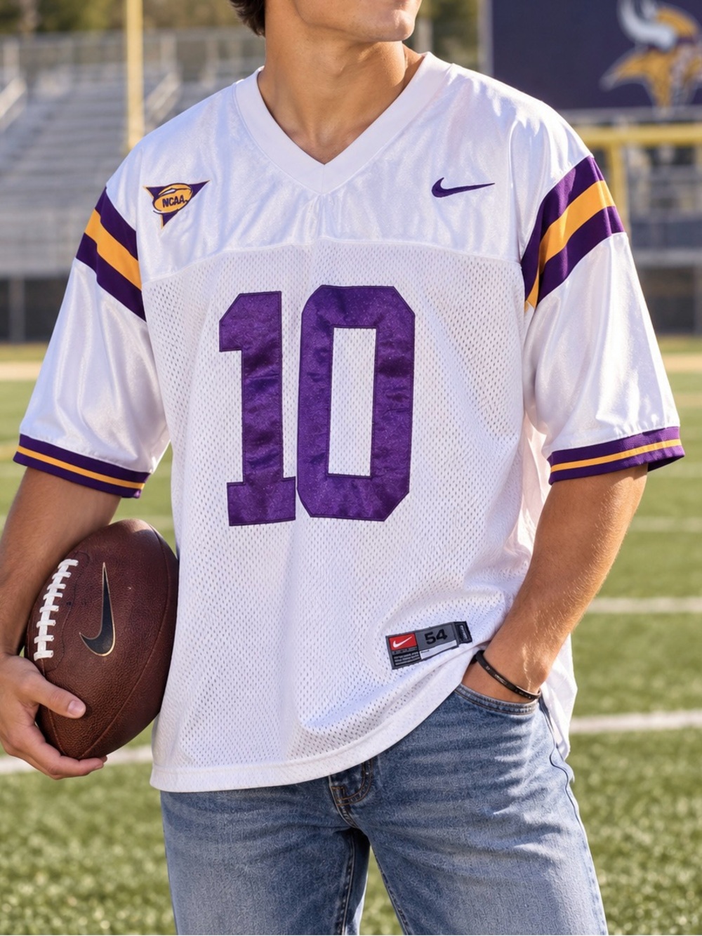 Vintage Nike LSU Tigers Joseph Addai #10 White Football Jersey Men’s 54